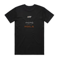 Back of a black HTT standard fit tee printed REPS BEFORE REELS.