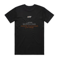 Back of a black HTT standard fit tee printed LESS SCROLLING. MORE F***ING LIFTING.