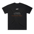 Back of a black HTT oversized tee printed I CAME TO TRAIN. NOT STAR IN YOUR F***ING REEL.
